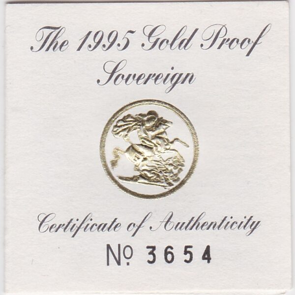 1995 Gold Proof Sovereign Coin - Image 3