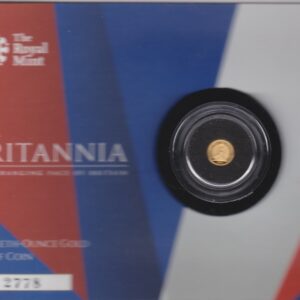 2014 Gold Proof Fortieth Ounce Britannia coin featuring Queen Elizabeth II on the Obverse. The Reverse features the image of Britannia in profile.