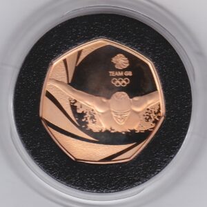 2016 Gold Proof Fifty Pence Team GB Coin. This coin was struck to celebrate the Olympic Team GB. The coin comes boxed with certificate.