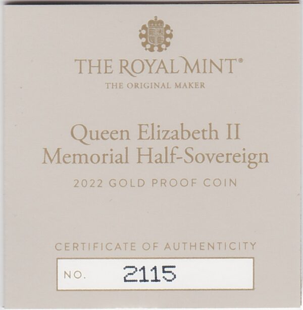 2022 Gold Proof Half Sovereign – Elizabeth II Memorial - Image 3