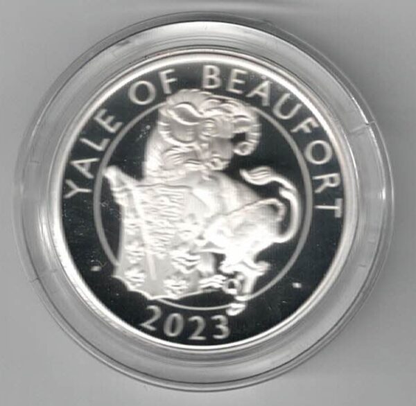2023 Silver Proof One Ounce Yale of Beaufort. The coin contains one ounce of 999 fine silver. All of our silver coins are in stock.