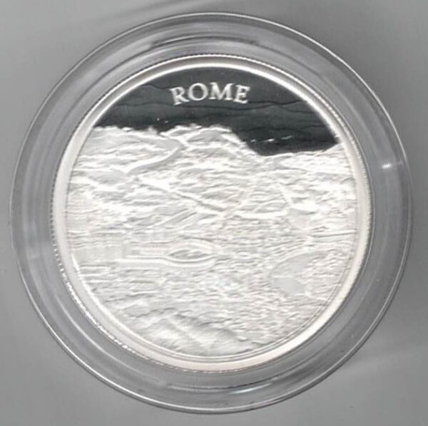2022 Silver Proof Two Ounce City Views Rome Coin. This coin features the portrait of Elizabeth II Facing to the Right. All coins are in stock.