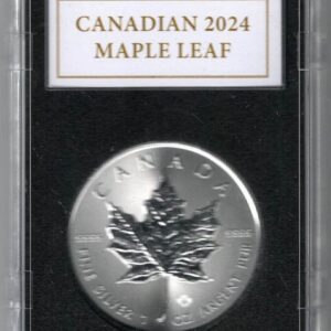 2024 Silver Canada One Ounce Maple. Charles III is on the obverse, The Maple is on the reverse. The coin contains one ounce of 9999 fine silver.