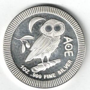 2020 Silver Niue One Ounce Owl. Elizabeth II is on the obverse, The Owl is on the reverse. The coin contains one ounce of 999 fine silver.