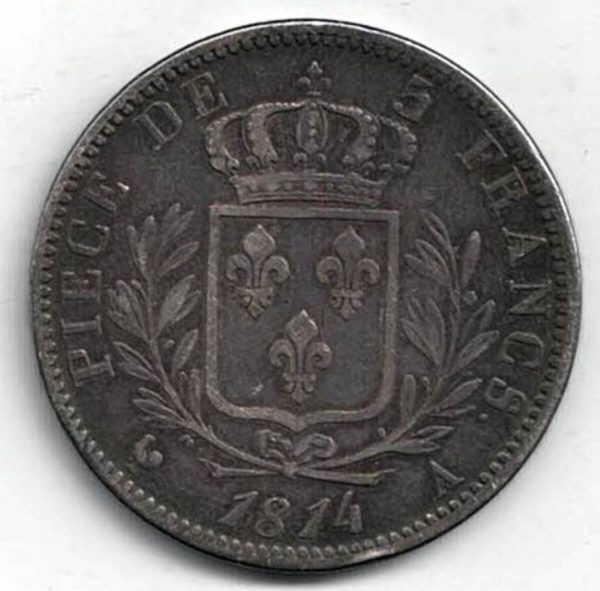 1814 A France Silver Five Francs Coin - Image 2