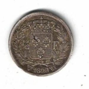 1829 W France Silver Half Franc Coin. The obverse features bust of Charles X facing left. All coins are in stock for dispatch.