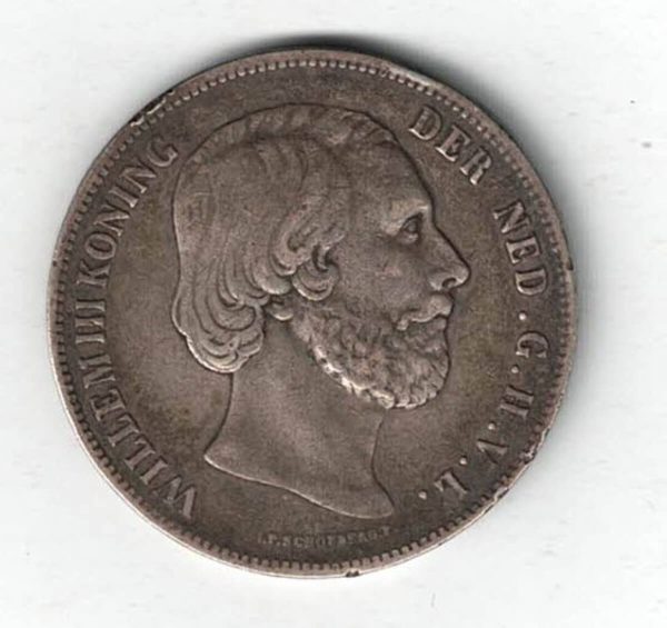 1858 Netherlands Silver Two And Half Gulden Coin - Image 2