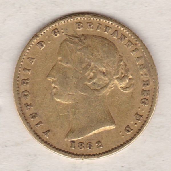 1862 Australia Gold Half Sovereign featuring the Queen Victoria on the Obverse. The words Australia, Sydney and half Sovereign are on the Reverse.