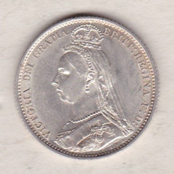 1887 Silver Sixpence Shield Reverse - Image 2