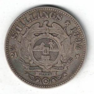 1894 South Africa Silver Halfcrown coin. The obverse features the bust of president Johannes Paulus Kruger facing left. All coins are in stoc