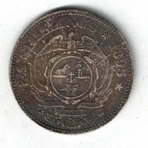 1895 South Africa Silver Halfcrown coin. The obverse features the bust of president Johannes Paulus Kruger facing left. All coins are in stock.