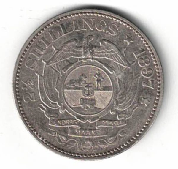 1897 South Africa Silver Halfcrown coin. The obverse features the bust of president Johannes Paulus Kruger facing left. All coins are in stock.