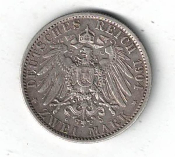 1904 A Germany Silver Two Mark Coin - Image 2