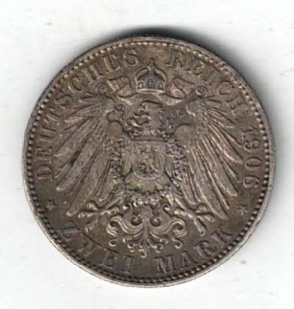 1906 E Germany Silver Two Mark Coin - Image 2
