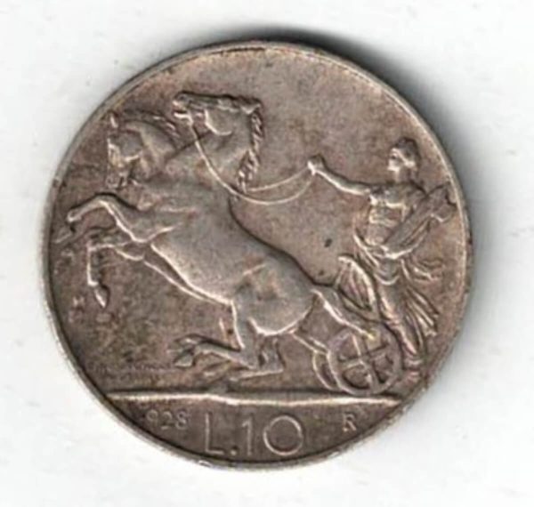1928 R Italy Silver Ten Lire Coin - Image 2