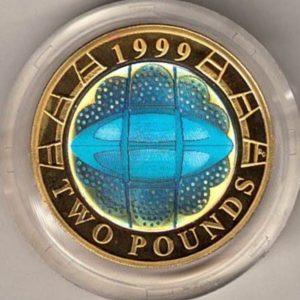 1999 Two Pounds Piedfort Silver Proof Rugby World Cup