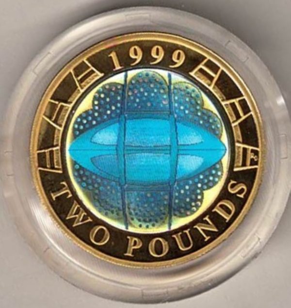 1999 Two Pounds Piedfort Silver Proof Rugby World Cup
