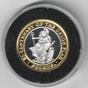 2001 Gibraltar Standard Silver Proof Two Pounds. This silver proof Two Pounds coin comes as issued with box and certificate.