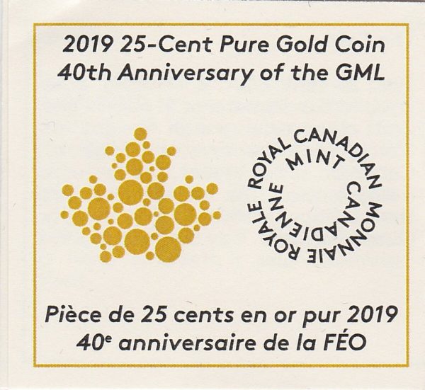 2019 Canada Gold 25 Cents Maple Leaf - Image 3