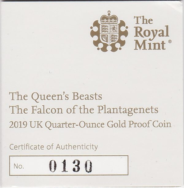 2019 Gold Proof Quarter Ounce Falcon Of The Plantagenets - Image 3