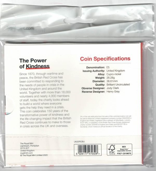 2020 Five Pounds Coin British Red Cross - Image 2