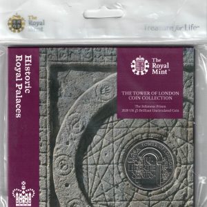 2020 Five Pounds Coin Tower of London. featuring Queen Elizabeth II on the Obverse. A Roman Arch Window on Reverse. All five pound coins are in stock.