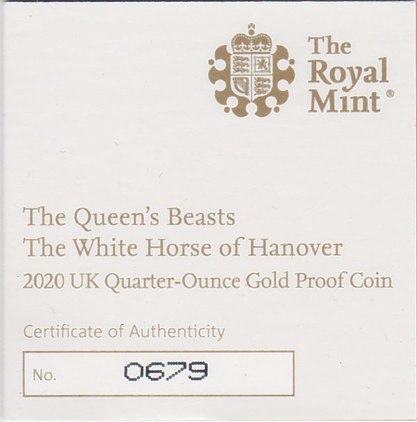 2020 Gold Proof Quarter Ounce Horse Of Hanover - Image 3
