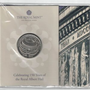 2021 Five Pounds Coin Pride of England. featuring Queen Elizabeth II on the Obverse. The Royal Albert Hall on Reverse. All five pound coins are in stock.