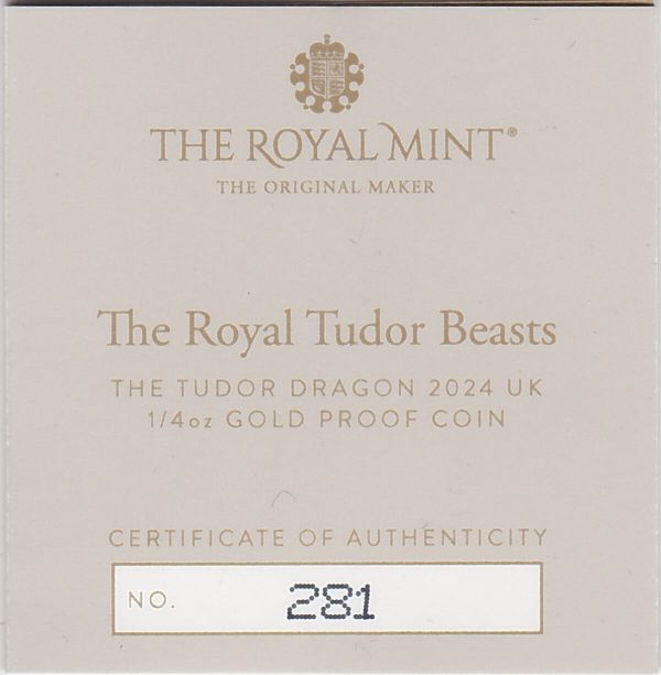 2024 Gold Proof Quarter Ounce Tudor Dragon - Image 3