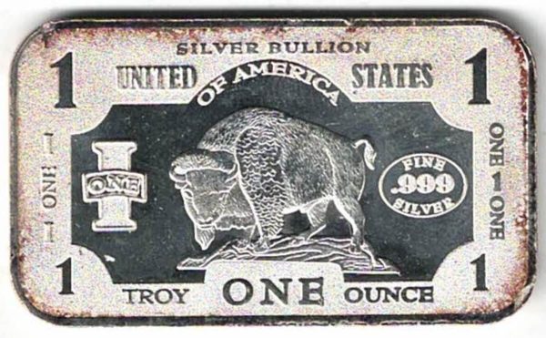 One Ounce Silver Bar Buffalo. All of our silver bars have been pre-owned and are in stock. This bar contains one ounce of 999 fine Silver.