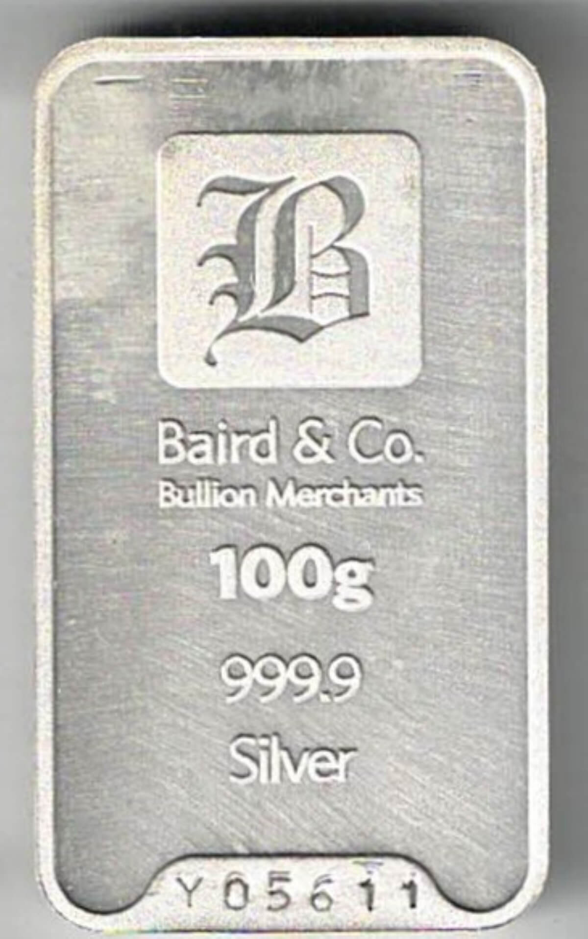 Bullion 100 Gram Silver Bar Baird & Co. All of our silver bars & rounds have been pre-owned and are in stock for despatch.
