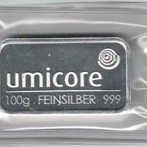 Bullion 100 Gram Fine Silver Bar Umicore. All of our silver bars & rounds have been pre-owned and are in stock for despatch.