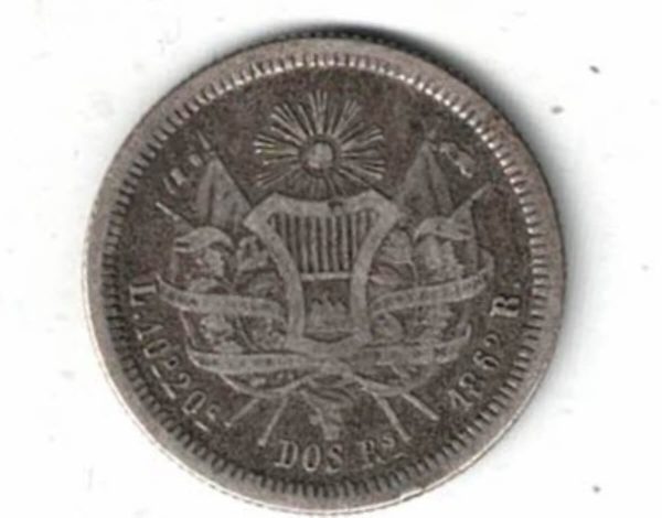 1862 R Guatemala Silver Two Reales Coin - Image 2