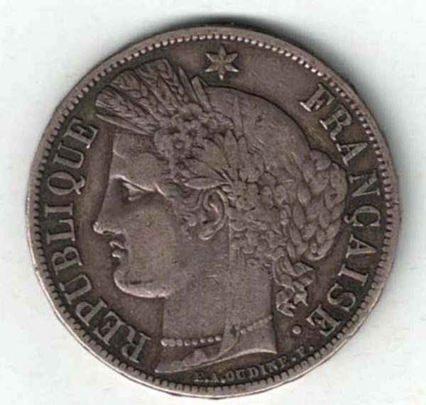 1870 A France Silver Five Francs Coin - Image 2