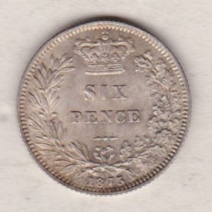 1875 silver sixpence coin featuring young head Queen Victoria on the Obverse. The crowned denomination within a wreath and date below on the Reverse.