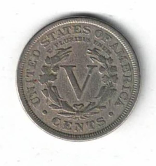1896 USA Nickel Five Cents Coin - Image 2
