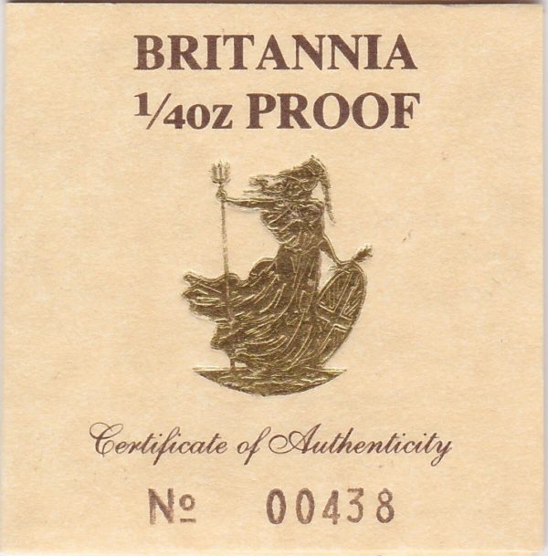 1987 Gold Proof Quarter Ounce Britannia - Image 3