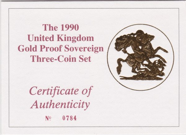 1990 Gold Proof Three Coin Sovereign Set - Image 3