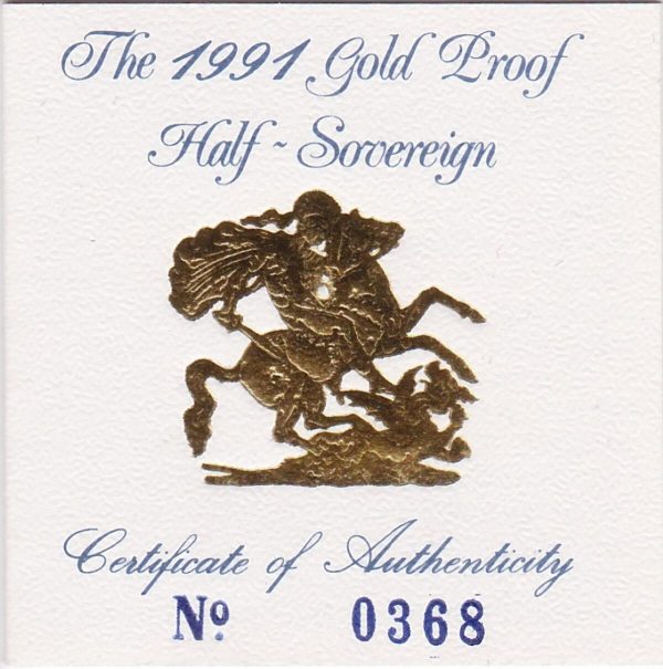1991 Gold Proof Half Sovereign - Image 3