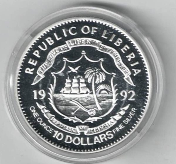1992 Liberia Silver One Ounce Aguri Suzuki - Image 2