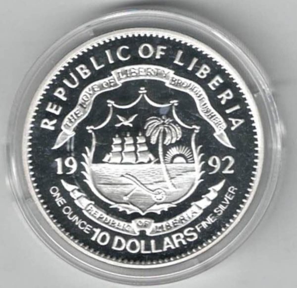 1992 Liberia Silver One Ounce Gerhard Berger - Image 2