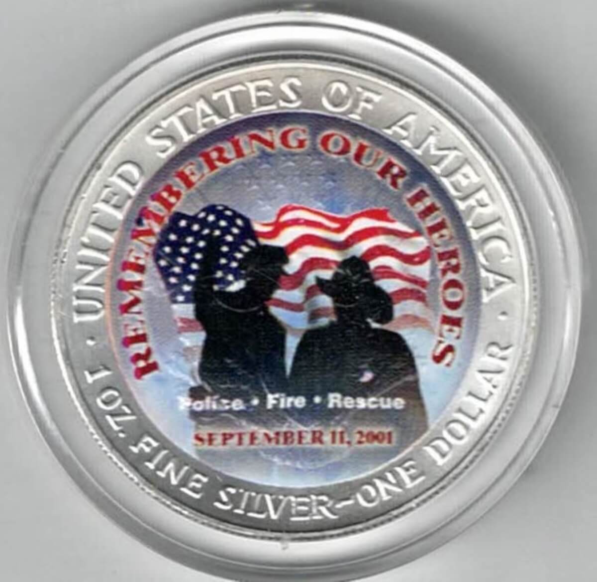 2001 Silver USA American Heroes Colourised One Ounce Eagle - Image 2