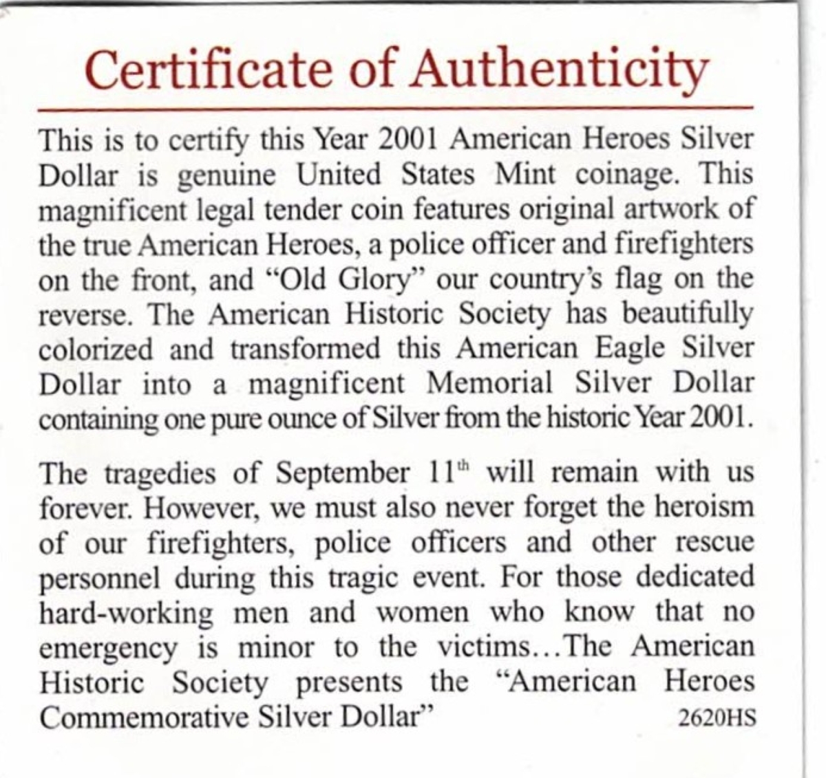 2001 Silver USA American Heroes Colourised One Ounce Eagle - Image 3