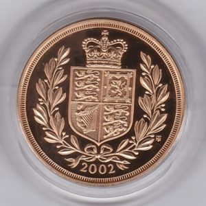 2002 Gold Proof Three Coin Set. This three coin gold sovereign set comes boxed with certificate as issued by the Royal Mint.