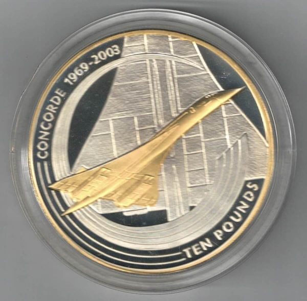 2003 Alderney Silver Five Ounce Concorde Proof Coin This coin weighs 155.52 grams of 0.925 silver. All coins are in stock.
