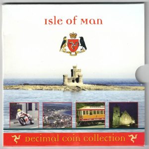 2006 Isle Of Man Decimal Nine Coin Collection. The obverse of each coin features the portrait of Queen Elizabeth II facing right. 