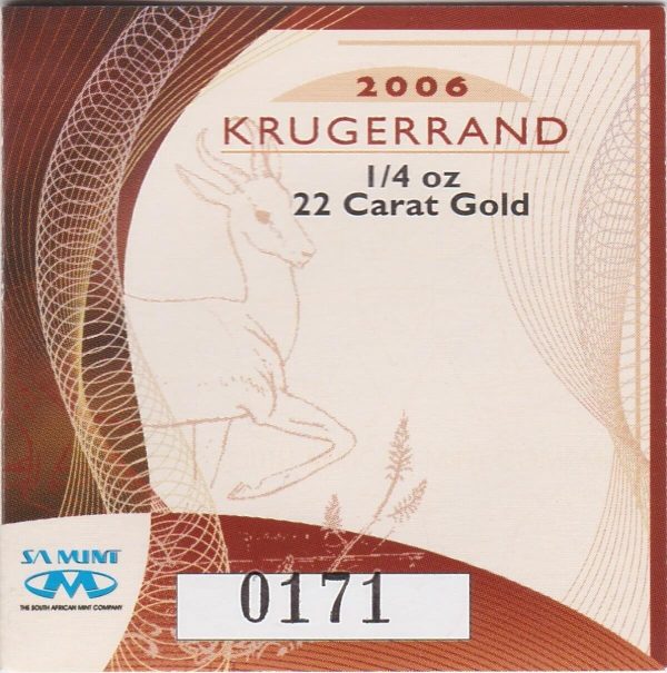 2006 South Africa Gold Proof Quarter Ounce Krugerrand - Image 3