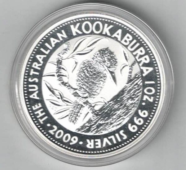 2009 Silver Australia One Ounce Kookaburra Elizabeth II is on the obverse, The Kookaburra is on the reverse. The coin contains one ounce of 999 fine silver