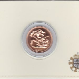 2011 gold half sovereign coin in capsule. This coin features Queen Elizabeth II on the obverse and St George and the dragon on the Reverse.