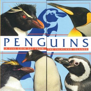 2018 Falkland Islands Penguins Fifty Pence Five Coin Set The obverse features the portrait of Queen Elizabeth II facing to the right.
